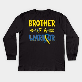 Brother Of A Warrior Down Syndrome Awareness Month Kids Long Sleeve T-Shirt